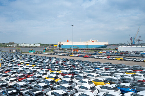 Car loading at the Nissan plant in Sunderland.