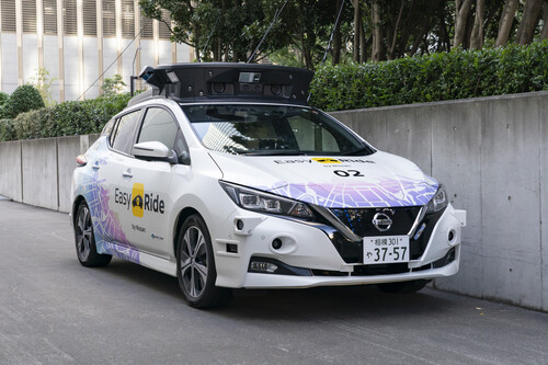 A Leaf equipped with 14 cameras, ten radar sensors and six lidar sensors serves Nissan as a prototype for autonomous driving.