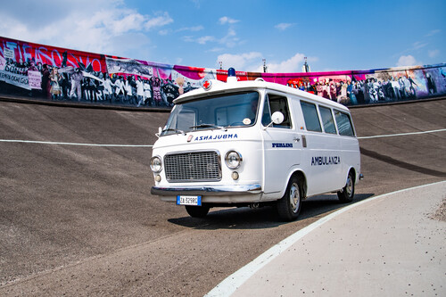 Vehicle parade to mark the 125th anniversary of Fiat.