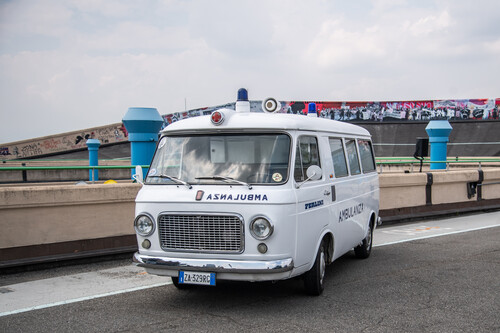 Vehicle parade to mark the 125th anniversary of Fiat.