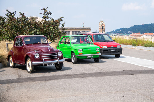 Vehicle parade to mark the 125th anniversary of Fiat.