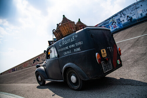 Vehicle parade to mark the 125th anniversary of Fiat.