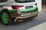 Skoda Motorsport presents sustainable materials at the Nordic Sustainable Mobility Forum: The Fabia RS Rally2 on display features body components made from flax fibers, such as the rear bumper.